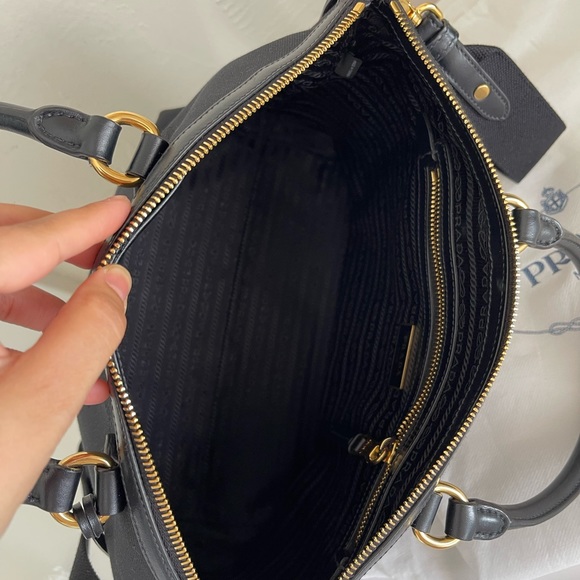 Prada Logo Jacquard Black Canvas Satchel - Authentic - Picture 7 of 15
